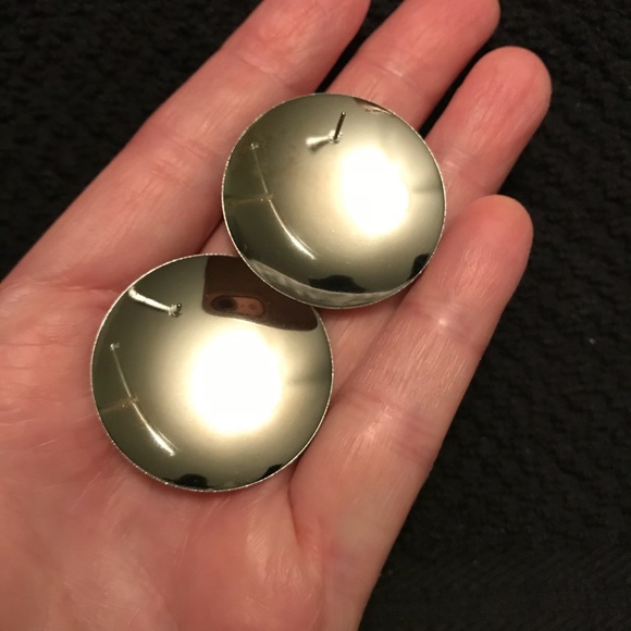 Vintage 80's Button Enamel Earrings Retro - Picture 4 of 8